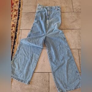 ALOHAS Lola Blue Denim Strapless Wide Leg Jumpsuit Boho Casual Beachy Size M‎